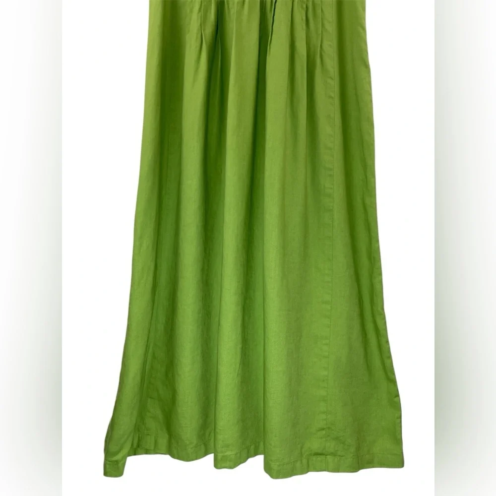 J. Jill Linen Pintuck Pleated Sleeveless Maxi Dress Apple Green Size M Lagenlook - Picture 7 of 10